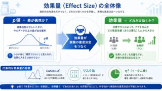 効果量（Effect Size）を理解すると統計が一気に実務的になる― p値の限界を超えて、“どれだけ効くか”を語れる統計へ ―